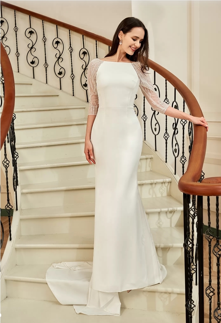 Hera brudekjole med lange ærmer 